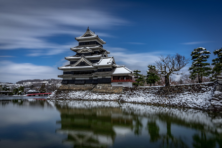 Matsumoto Castle with snow in winterのeditorial素材