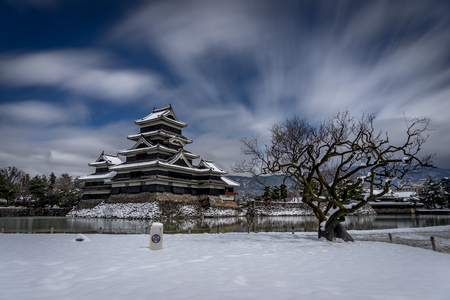 Matsumoto Castle with snow in winterのeditorial素材
