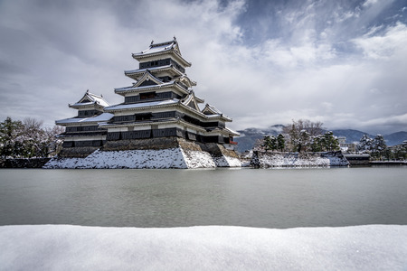 Matsumoto Castle with snow in winterのeditorial素材