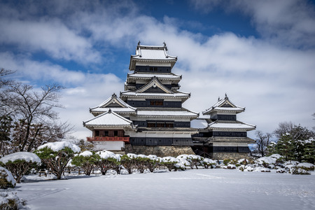Matsumoto Castle with snow in winterのeditorial素材