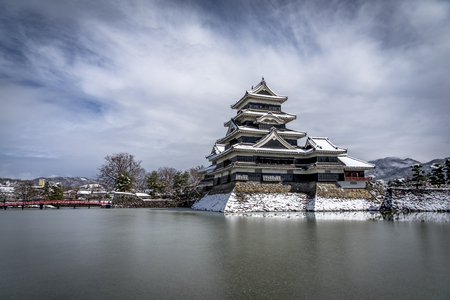 Matsumoto Castle with snow in winterのeditorial素材
