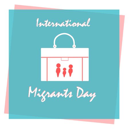 International Migrants Day, Poster, Quotes, Vector Template. Vector illustration on the theme of International Migrants Day global migration concept illustration 18 December. Cartoon of suitcaseのイラスト素材