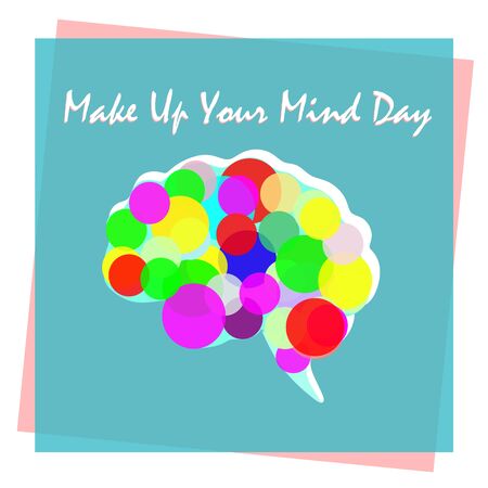 Make Up Your Mind Day. 31 Dec. Colorful Human brain icon. Concept of the thinking process, brainstorming, good idea, brain activity, insight. Creative People line vector icon illustration design webのイラスト素材