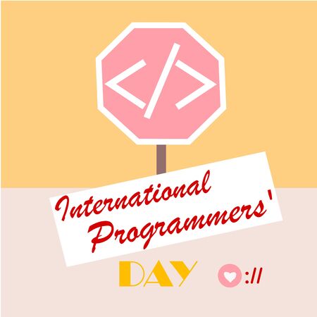 International Programmers' Day illustration. Day of the Programmer Communities. Programming icons. Software symbol collection. International Top view Programmers' Day Poster Concept, January 7th. Vector Illustrationのイラスト素材