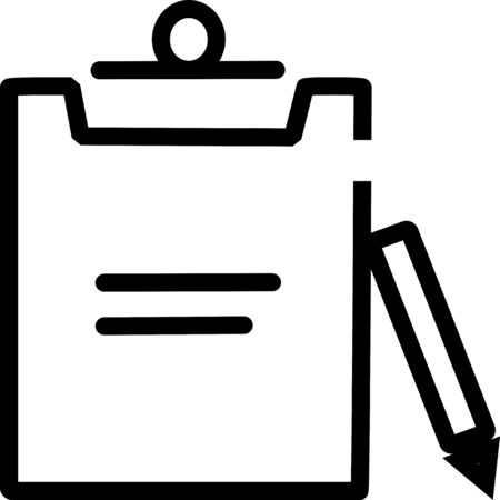 Notepad Symbol. Simple Flat Icon Of Paper And Pen. Notebook With Some Text. Vector Illustration. Notebook and pen icon line. Symbol, logo illustration. linear style sign for mobile concept and web.のイラスト素材