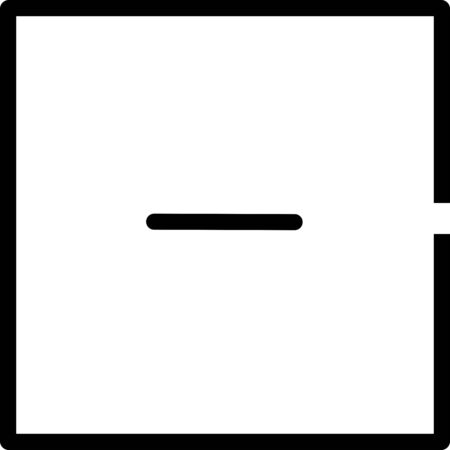 minus outline icon. vector illustration. Isolated on white background. Minus sign icon. Negative symbol. Zoom out. Black square with icon. Vector. Minus sign icon. Negative symbol. Zoom out.のイラスト素材