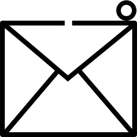Dark black outline mail email envelope with rounded lines send and receive message symbol sign button icon on a white background trendy flat isolated design vector pictogram illustrationのイラスト素材