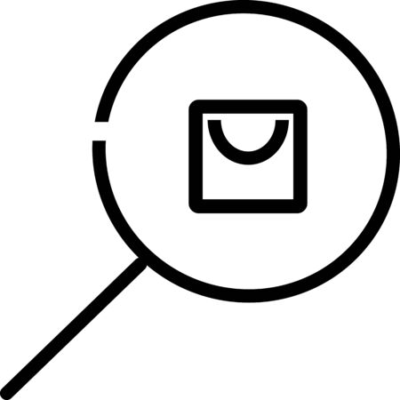 Magnifying glass or search icon with bag logo, flat vector graphic on isolated background. Search icon page symbol for your web site design icon logo, app, UI.のイラスト素材