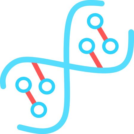 DNA spirals violet and turquoise color icons set. Deoxyribonucleic, nucleic acid helix. Spiraling strands. Chromosome. Molecular biology. Genetic code. Genome. Genetics. Isolated vector illustrationsのイラスト素材