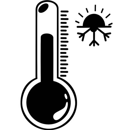 Celsius or fahrenheit meteorology thermometers measuring heat and cold, vector illustration. Thermometer equipment showing hot or cold weather. Medicine thermometer in flat style. Hot or coldのイラスト素材