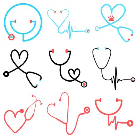 Set of Stethoscope icon in trendy flat style. Stethoscope icon page symbol for your web site design Stethoscope icon logo, app, UI. Stethoscope icon Vector illustration, EPS10. Medical & Health Careのイラスト素材