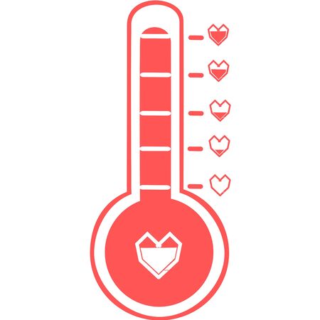 Love thermometer card element vector illustration. Celsius or fahrenheit meteorology thermometers measuring heat or cold, vector illustration. Thermometer equipment showing hot or cold weather.のイラスト素材
