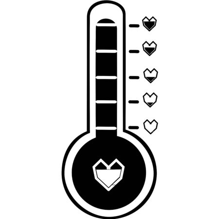 Love thermometer card element vector illustration. Celsius or fahrenheit meteorology thermometers measuring heat or cold, vector illustration. Thermometer equipment showing hot or cold weather.のイラスト素材