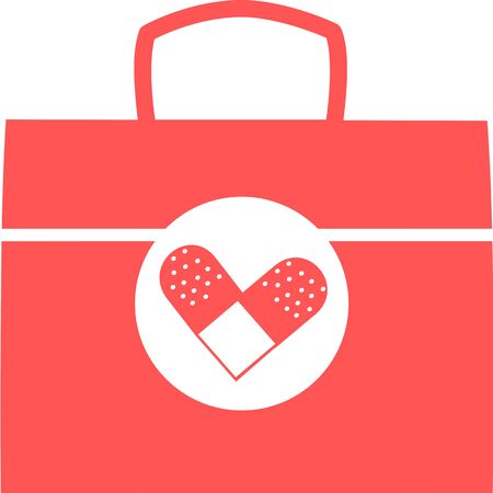 First aid kit medicine cartoon style isolated. Doctor's first-aid kit in cartoon style. Medicine chest vector illustration. Study Medicine Doctor's Kit With Bag. Pharmacy. Medical Kit icon vector setのイラスト素材