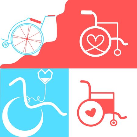 Set of Wheelchair. Vector wheelchair icon. Attractive and Beautifully or Faithfully Designed Wheelchair Icon. Wheelchair, handicapped or accessibility parking or access sign flat for apps and printのイラスト素材