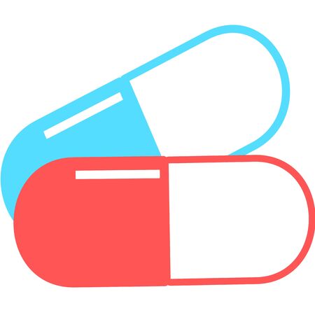 Medical pill. Medicine, pharmacy, hospital set of drugs. Medication, pharmaceutics concept. Vector illustration. Drugs flat icons: pills, capsules. healthcare medicine iconのイラスト素材