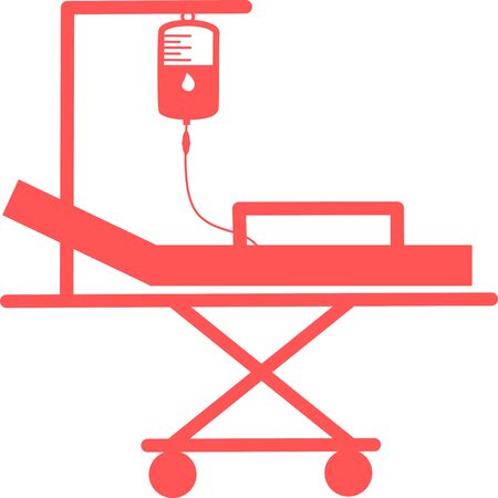 Hospital bed. Intensive care unit icon. Resuscitation, rehabilitation, hospital ward. Medicine concept. Vector illustration can be used for topics like healthcare, hospital, medical care, Chemotherapyのイラスト素材
