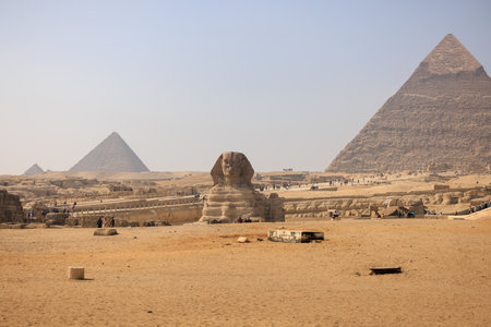 Gizeh pyramids near Cairo - Egyptの写真素材