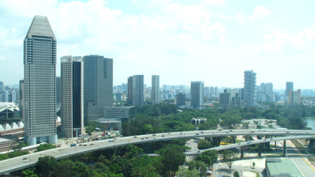 Singapore city view from Marina bay ferris 