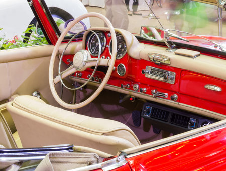 BANGKOKTHAILAND  MAY 182015 :Close up interior Vintage retro classic car Thailand May 18 2015