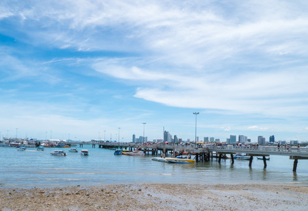 PATTAYA ,CHONBURI,THAILAND - JUNE 20 : Bali Hai pier at Pattya city beach. People and tourist travel to Koh Lan Island. There are many ways to get to Koh Lan. The easiest way is by speed boat,The other way is the ferry,Koh Lan is a wonderful island and thのeditorial素材