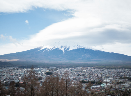 Fuji mountain with cloud.( Shooting from Chureito red pagoda ), Japanの写真素材