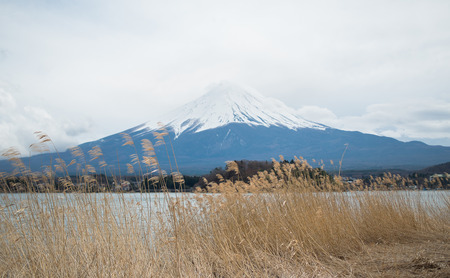Fuji mountain view from Kawaguchi lake, Japanの写真素材