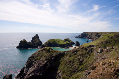 A view of kynance cove from the cliffsの写真素材