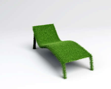 a relaxing chair in grass textured in 3dの写真素材