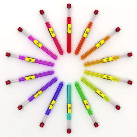 Some different colors tubing of experimentation, biohazard controlの写真素材