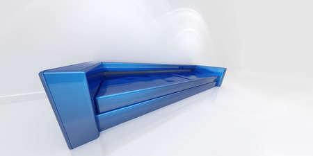 a sofa in blue, with a great angle viewの写真素材