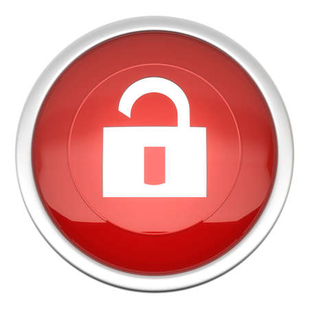 a large red Lock off icon in three dの写真素材
