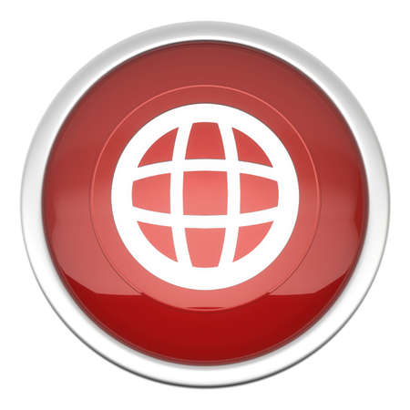 a large red world icon in three dの写真素材