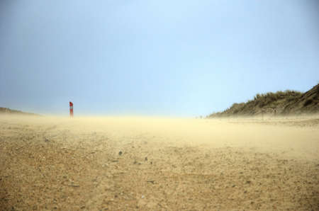 A rescue phone  with lot wind in HDR viewの写真素材