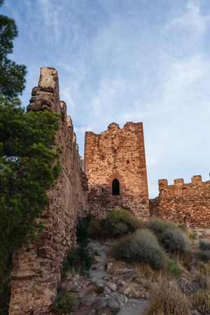 Medieval castle, located on a hill, in the municipality of Sierra, in the Valencia Community, in Spain. It's a tourist place.のeditorial素材