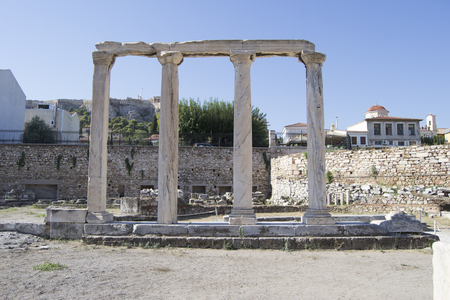 Columns in Hadrian's library in Athens, Greeceの写真素材