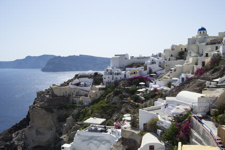 Top view of Oia, Santorini island in Greeceの写真素材