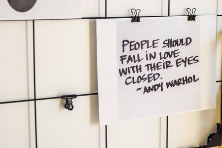 slogan of an idea hanging on a wireの写真素材