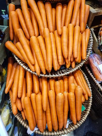 Carrots placed in basketsの写真素材