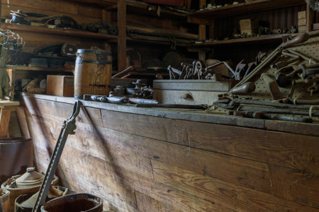 Tools gathering dust on a platform.の写真素材
