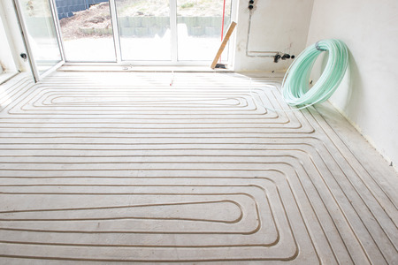 renovation of an appartment with new underfloor heatingの写真素材