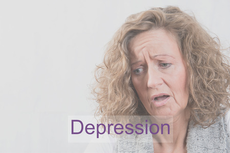 Portrait woman with depression and burn outの写真素材