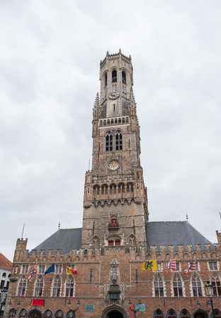 Historical Bruges Belfry facade - historical landmarkの写真素材