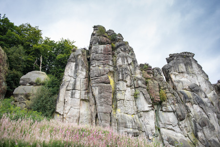 Externsteine in the footpath in the Teutoburger wood, North Rhine-Westphaliaの写真素材