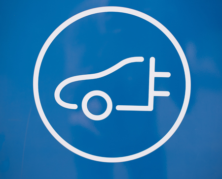 Symbol for charging station in blueの写真素材