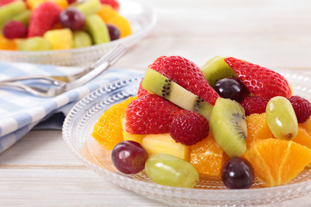 Fruit salad with mixed fresh fruitsの写真素材