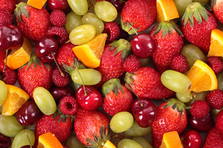 Mixed summer fruits closeupの写真素材