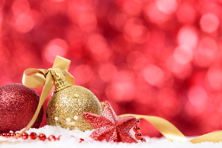 Christmas background with traditional decorations and copy spaceの写真素材
