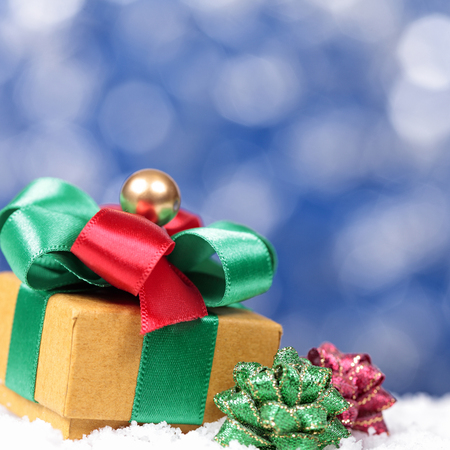 Christmas background with gift box squareの写真素材