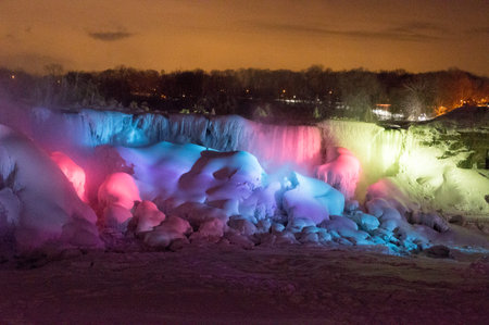 Niagara Falls at Winter Nightの写真素材